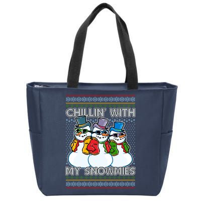 Chillin' With My Snowmies Ugly Christmas Sweater Zip Tote Bag
