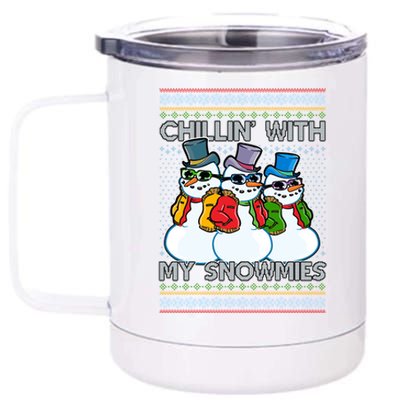 Chillin' With My Snowmies Ugly Christmas Sweater 12 oz Stainless Steel Tumbler Cup