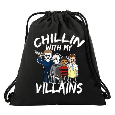 Chillin With My Villains Drawstring Bag