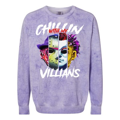 Chillin With My Villains Horror Movie Funny Colorblast Crewneck Sweatshirt