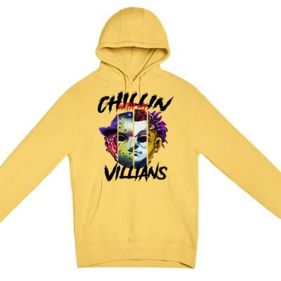 Chillin With My Villains Horror Movie Funny Premium Pullover Hoodie