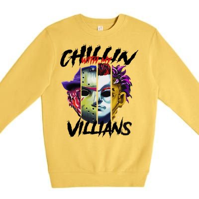 Chillin With My Villains Horror Movie Funny Premium Crewneck Sweatshirt