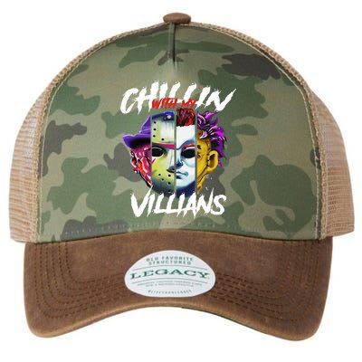 Chillin With My Villains Horror Movie Funny Legacy Tie Dye Trucker Hat