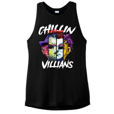 Chillin With My Villains Horror Movie Funny Ladies PosiCharge Tri-Blend Wicking Tank