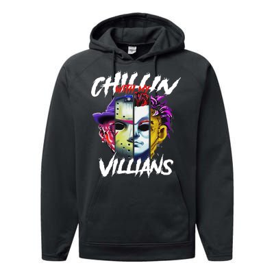 Chillin With My Villains Horror Movie Funny Performance Fleece Hoodie