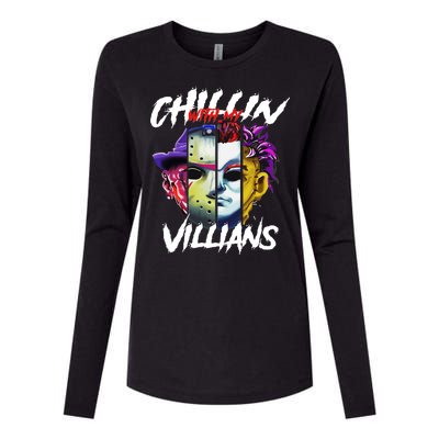 Chillin With My Villains Horror Movie Funny Womens Cotton Relaxed Long Sleeve T-Shirt