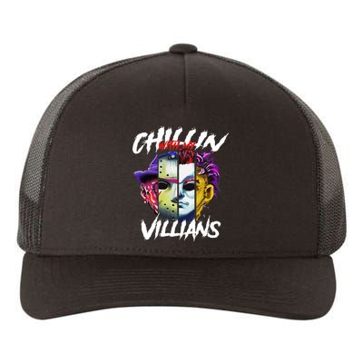 Chillin With My Villains Horror Movie Funny Yupoong Adult 5-Panel Trucker Hat