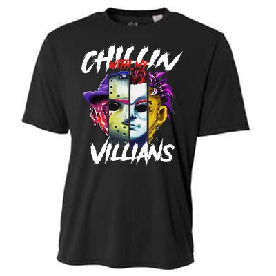 Chillin With My Villains Horror Movie Funny Cooling Performance Crew T-Shirt