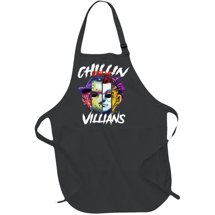 Chillin With My Villains Horror Movie Funny Full-Length Apron With Pockets