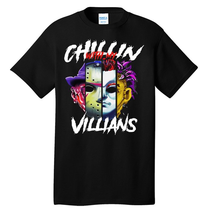 Chillin With My Villains Horror Movie Funny Tall T-Shirt