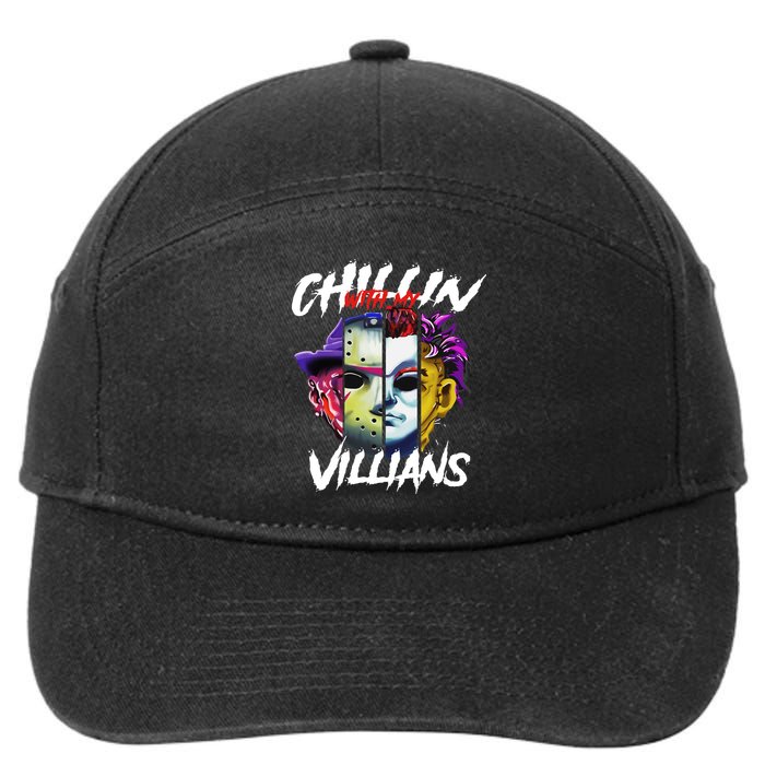 Chillin With My Villains Horror Movie Funny 7-Panel Snapback Hat