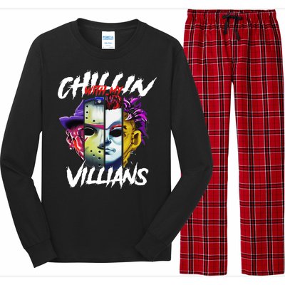 Chillin With My Villains Horror Movie Funny Long Sleeve Pajama Set