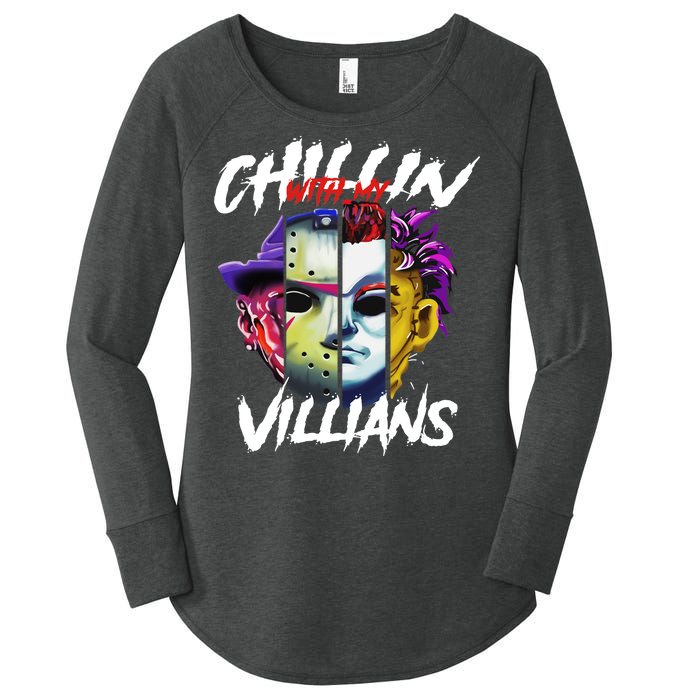 Chillin With My Villains Horror Movie Funny Women's Perfect Tri Tunic Long Sleeve Shirt