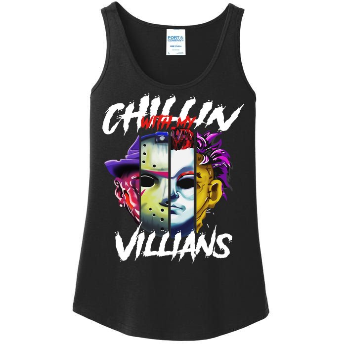 Chillin With My Villains Horror Movie Funny Ladies Essential Tank