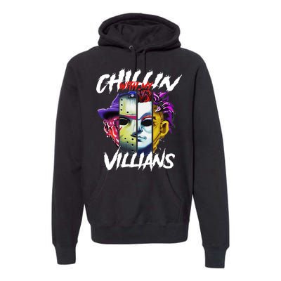 Chillin With My Villains Horror Movie Funny Premium Hoodie