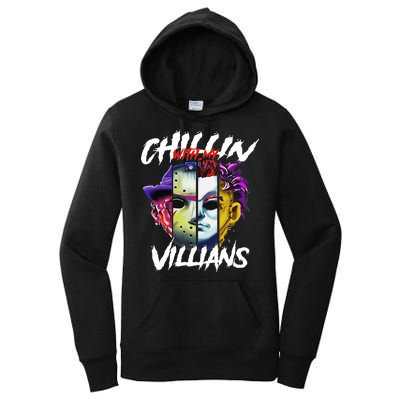 Chillin With My Villains Horror Movie Funny Women's Pullover Hoodie