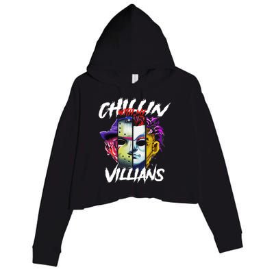 Chillin With My Villains Horror Movie Funny Crop Fleece Hoodie