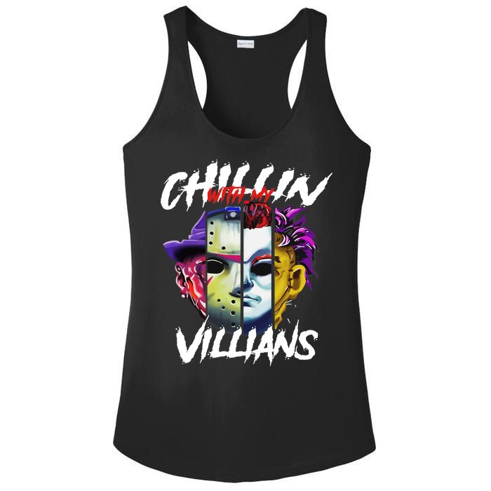 Chillin With My Villains Horror Movie Funny Ladies PosiCharge Competitor Racerback Tank