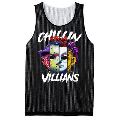 Chillin With My Villains Horror Movie Funny Mesh Reversible Basketball Jersey Tank