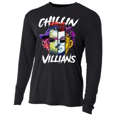 Chillin With My Villains Horror Movie Funny Cooling Performance Long Sleeve Crew