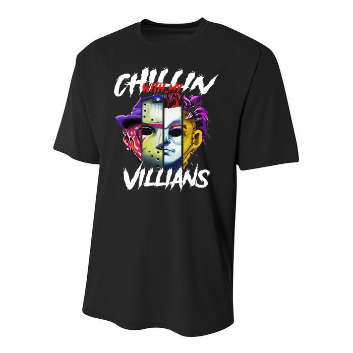 Chillin With My Villains Horror Movie Funny Youth Performance Sprint T-Shirt