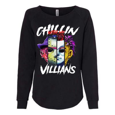 Chillin With My Villains Horror Movie Funny Womens California Wash Sweatshirt