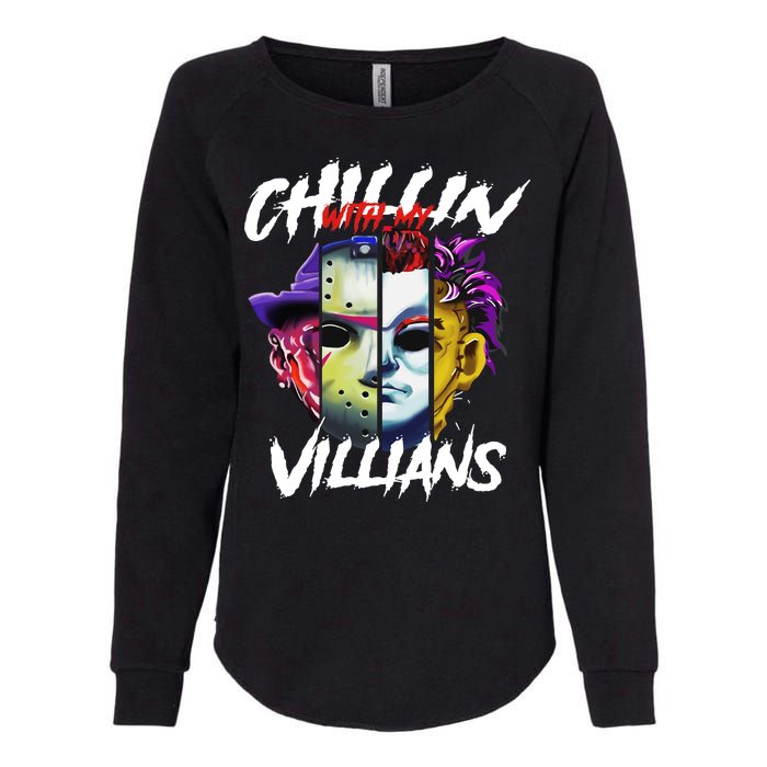 Chillin With My Villains Horror Movie Funny Womens California Wash Sweatshirt