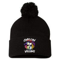 Chillin With My Villains Horror Movie Funny Pom Pom 12in Knit Beanie