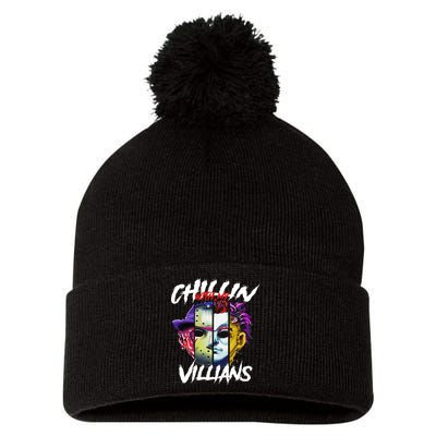 Chillin With My Villains Horror Movie Funny Pom Pom 12in Knit Beanie