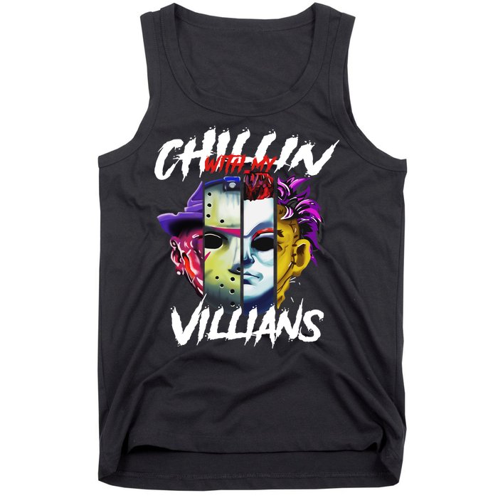 Chillin With My Villains Horror Movie Funny Tank Top