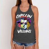 Chillin With My Villains Horror Movie Funny Women's Knotted Racerback Tank