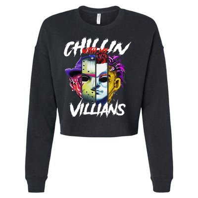 Chillin With My Villains Horror Movie Funny Cropped Pullover Crew