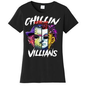 Chillin With My Villains Horror Movie Funny Women's T-Shirt