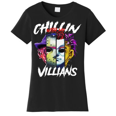 Chillin With My Villains Horror Movie Funny Women's T-Shirt