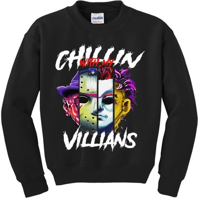 Chillin With My Villains Horror Movie Funny Kids Sweatshirt