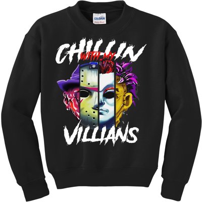 Chillin With My Villains Horror Movie Funny Kids Sweatshirt