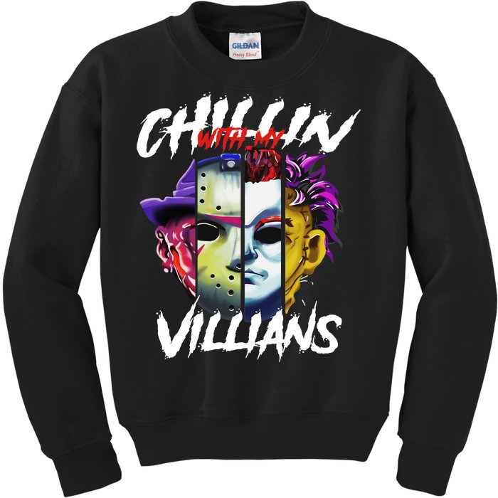 Chillin With My Villains Horror Movie Funny Kids Sweatshirt