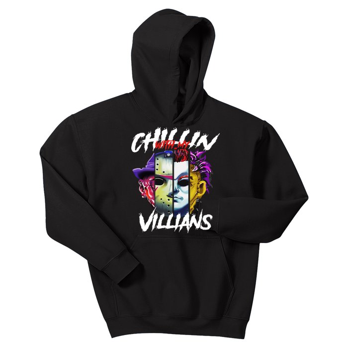 Chillin With My Villains Horror Movie Funny Kids Hoodie