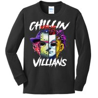 Chillin With My Villains Horror Movie Funny Kids Long Sleeve Shirt