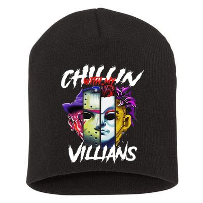 Chillin With My Villains Horror Movie Funny Short Acrylic Beanie