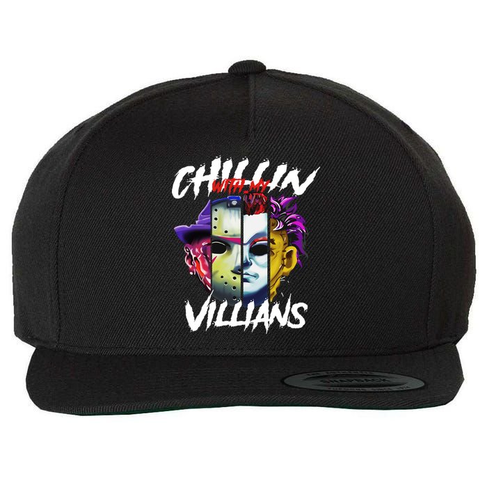 Chillin With My Villains Horror Movie Funny Wool Snapback Cap