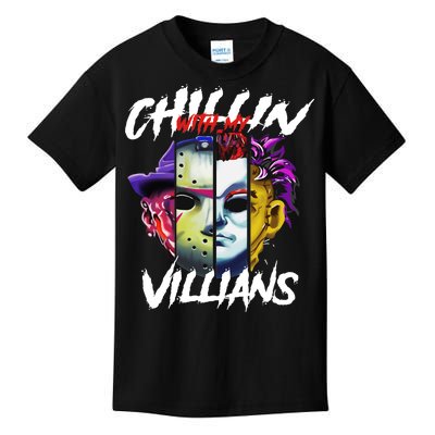 Chillin With My Villains Horror Movie Funny Kids T-Shirt