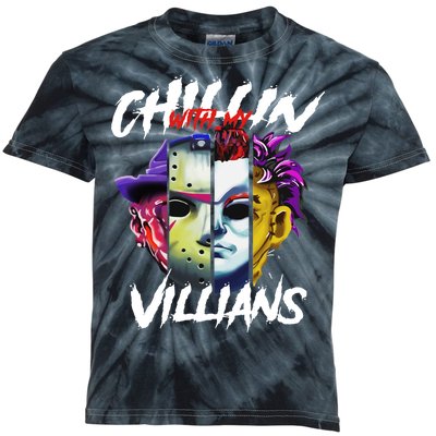 Chillin With My Villains Horror Movie Funny Kids Tie-Dye T-Shirt