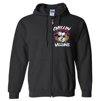 Chillin With My Villains Horror Movie Funny Full Zip Hoodie