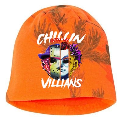 Chillin With My Villains Horror Movie Funny Kati - Camo Knit Beanie