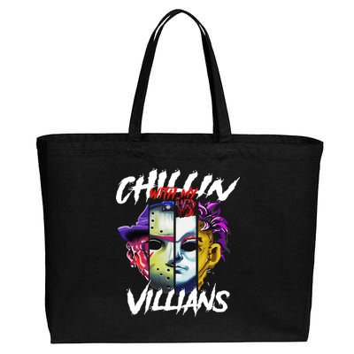 Chillin With My Villains Horror Movie Funny Cotton Canvas Jumbo Tote