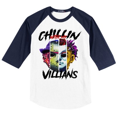 Chillin With My Villains Horror Movie Funny Baseball Sleeve Shirt