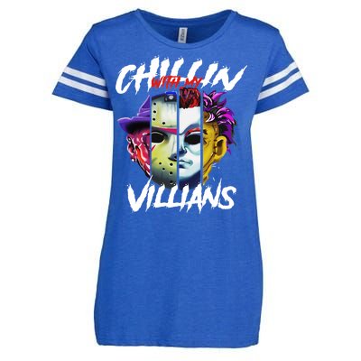 Chillin With My Villains Horror Movie Funny Enza Ladies Jersey Football T-Shirt