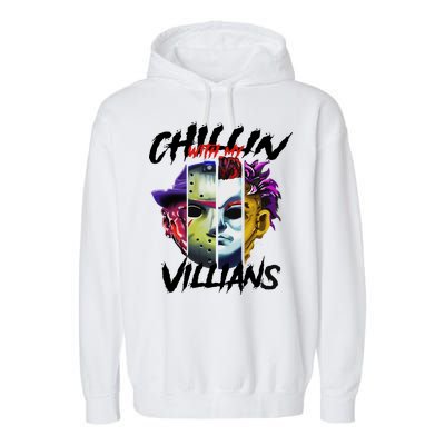 Chillin With My Villains Horror Movie Funny Garment-Dyed Fleece Hoodie