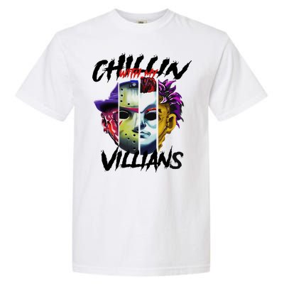 Chillin With My Villains Horror Movie Funny Garment-Dyed Heavyweight T-Shirt